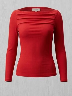 LOFT Women's Red Ruched Top NWT